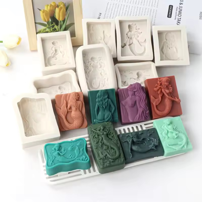 Candle Making Business - Rectangle Ocean-Style 3D Mermaid Candle Mold